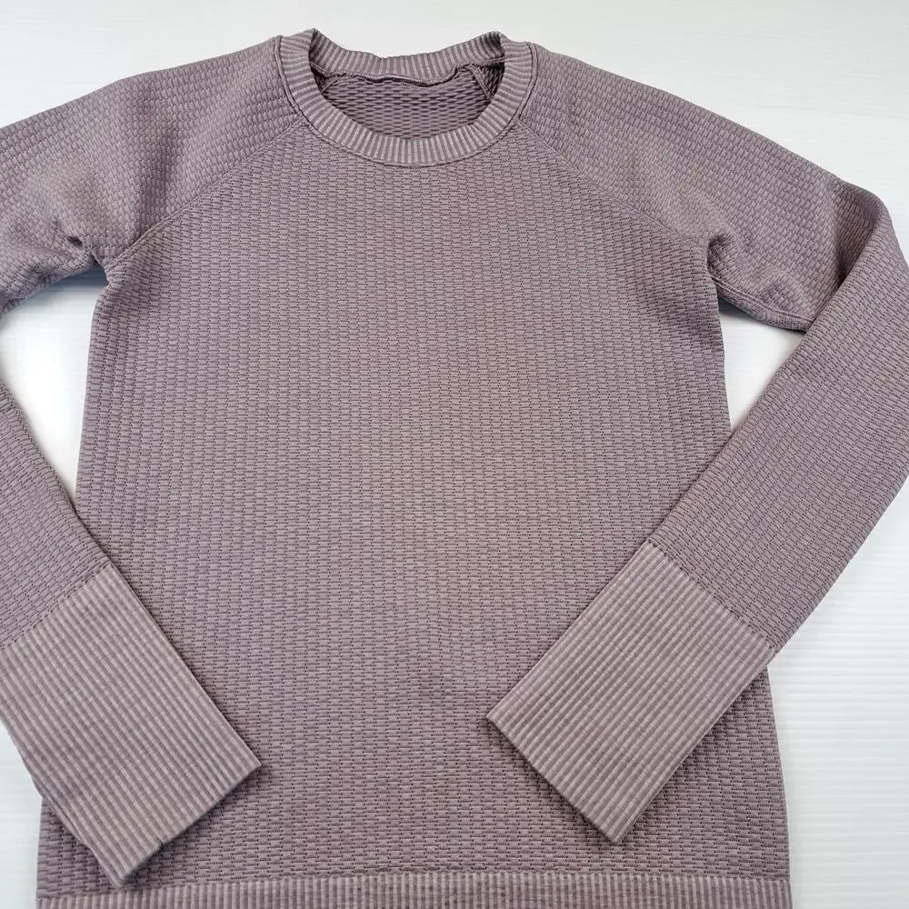 Lululemon Sweater Womens 4 Purple Rest Less Waffle Raglan Crewneck Pullover Top